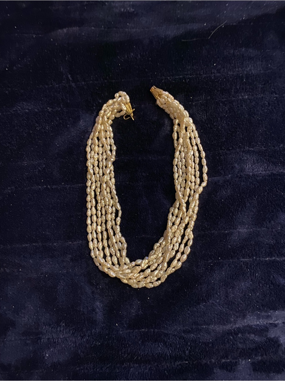Vintage Multi Strand Pearl Necklace 16 inch’s gold filled clasp.